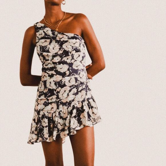 LoveShackFancy Zietta One-Shoulder Floral Mini Dress – Romantic Coquette Dream 0 - Picture 1 of 8